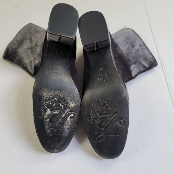 Free People Cecile Grey Velvet Ankle Boots Size 10 - Picture 11 of 16